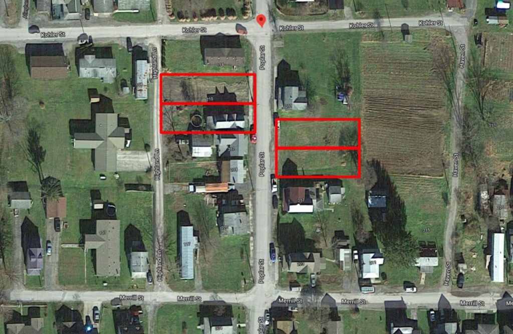 Google satellite view of the four lots listed in Sarah Wilson's deed